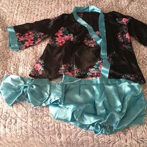 90s blue pink kimono